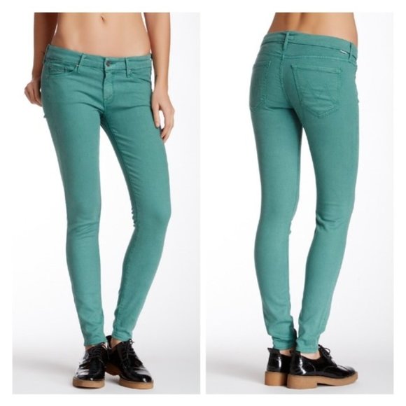 MOTHER Denim - Mother The Looker Ankle In Blue Lagoon Skinny Fit Stretch Jeans
